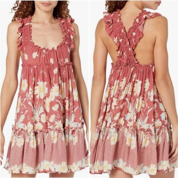 FREE PEOPLE Bali Wild Daisy Slip / Renaissance Red Combo - Picture 5 of 12